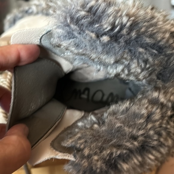 Sam Edelman Bowen Gray Suede Lace Up Faux Fur Trim Lug Sole Ankle Boots - 7 - Picture 10 of 11